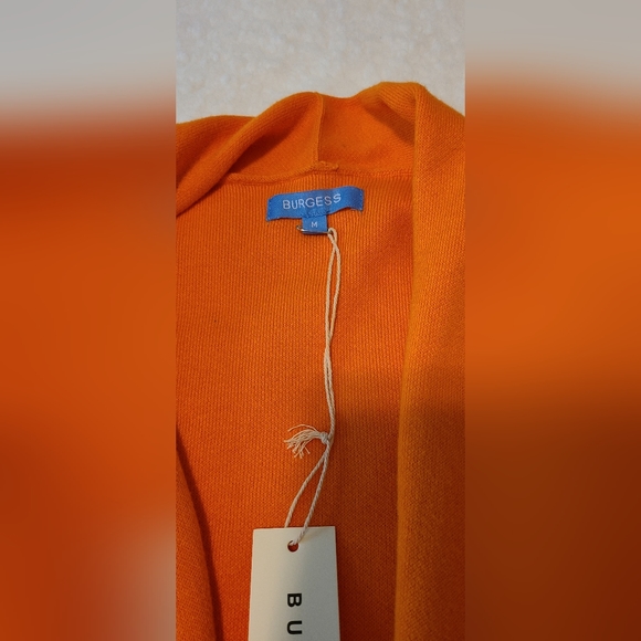 Burgess Cashmere and Cotton Biggio Orange  Travel Coat/Cardigan Size Medium NWT - Picture 2 of 7